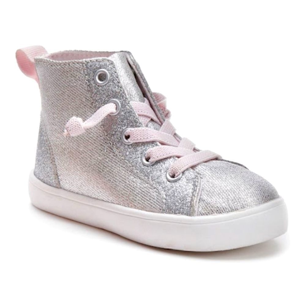 Carter's Silver & Pink Glitter High Top Sneaker Sz 8